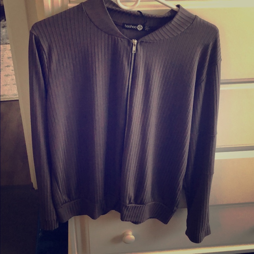 Plus Bex Ribbed Bomber Jacket